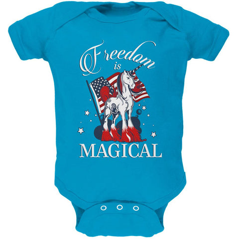 4th Of July Freedom Is Magical Unicorn Soft Baby One Piece