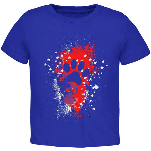 4th of July Puppy Dog Paw Print Stars and Splatters Toddler T Shirt