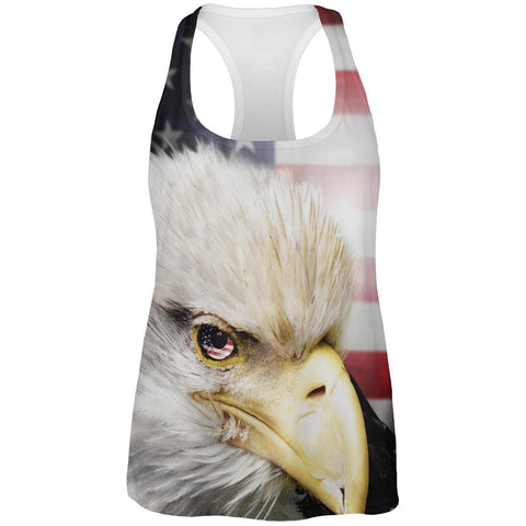 4th of July American Bald Eagle Eye Flag All Over Womens Work Out Tank Top