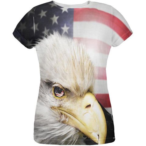 4th of July American Bald Eagle Eye Flag All Over Womens T Shirt
