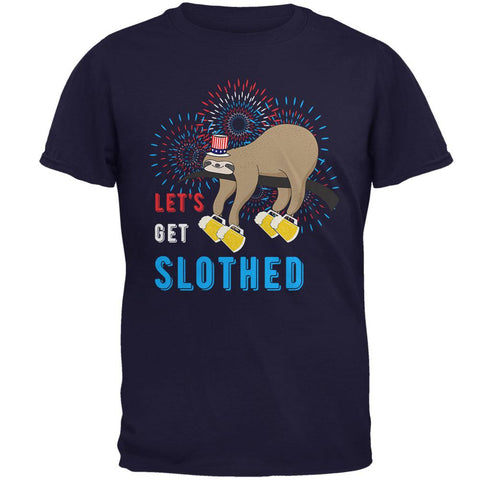 4th of July Beer Drinking Sloth Let's Get Slothed Mens T Shirt
