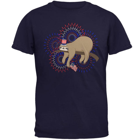 4th Of July Sloth Patriotic Cute Fireworks Mens T Shirt