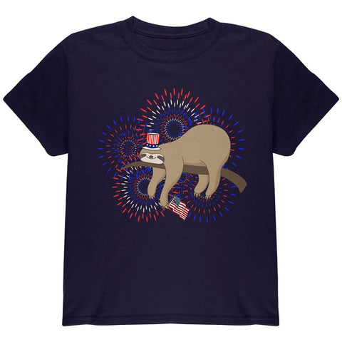 4th Of July Sloth Patriotic Cute Fireworks Youth T Shirt