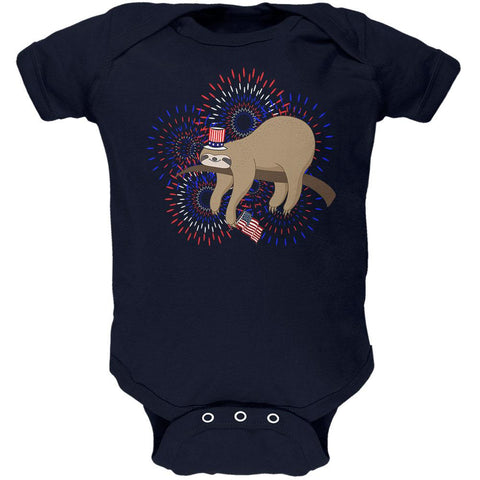 4th Of July Sloth Patriotic Cute Fireworks Soft Baby One Piece