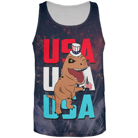 4th Of July USA Patriotic T-Rex All Over Mens Tank Top