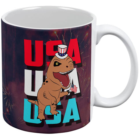4th Of July USA Patriotic T-Rex All Over Coffee Mug