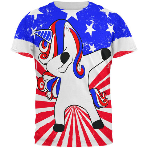4th of July Dabbing Unicorn Americorn All Over Mens T Shirt