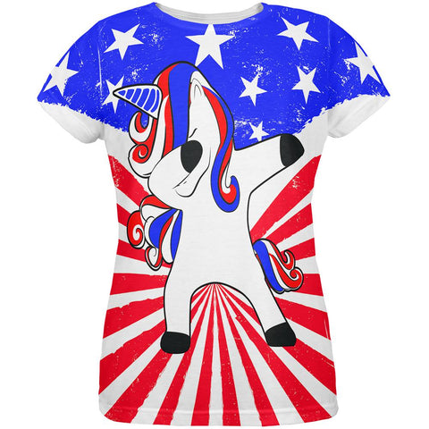 4th of July Dabbing Unicorn Americorn All Over Womens T Shirt