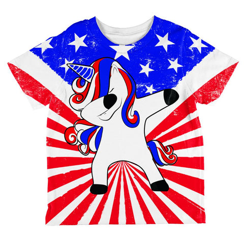 4th of July Dabbing Unicorn Americorn All Over Toddler T Shirt