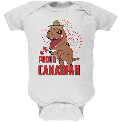 Canada Day Proud Canadian T-Rex Soft Baby One Piece