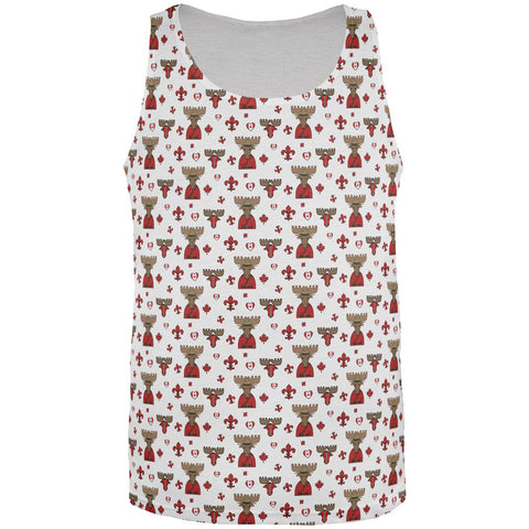 French Canadian Maple Leaf Fleur De Lis Moose Pattern All Over Mens Tank Top