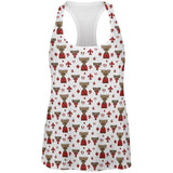 French Canadian Maple Leaf Fleur De Lis Moose Pattern All Over Womens Work Out Tank Top