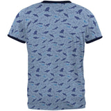 Shark Sharks Outline Repeat Pattern Mens Ringer T Shirt