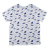 Shark Sharks Outline Repeat Pattern All Over Toddler T Shirt
