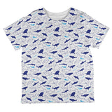 Shark Sharks Outline Repeat Pattern All Over Toddler T Shirt