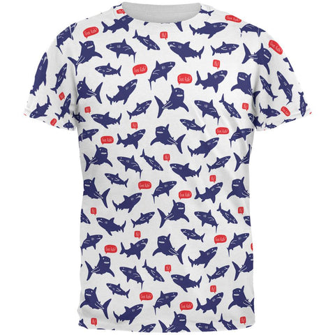 Talking Sharks Got Fish Repeat Pattern All Over Mens T Shirt