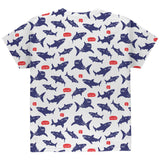 Talking Sharks Got Fish Repeat Pattern All Over Youth T Shirt