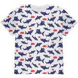 Talking Sharks Got Fish Repeat Pattern All Over Youth T Shirt