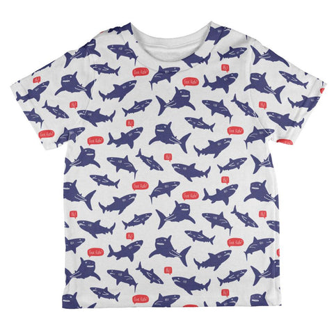 Talking Sharks Got Fish Repeat Pattern All Over Toddler T Shirt