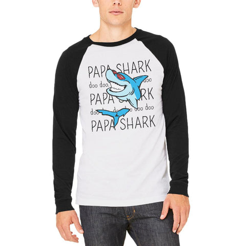 Papa Shark Doo Doo Doo Mens Long Sleeve Raglan T Shirt