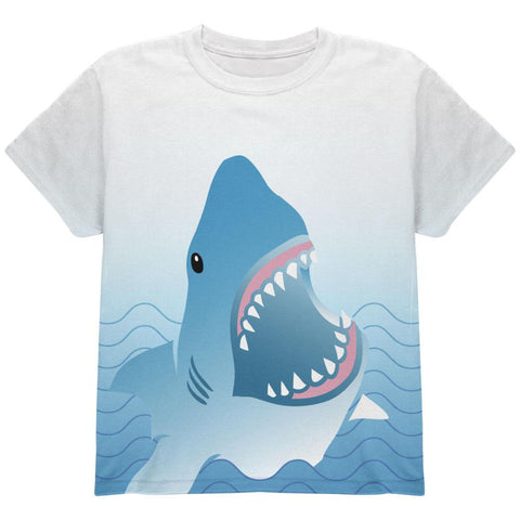 Shark Bite Ombre Waves All Over Youth T Shirt