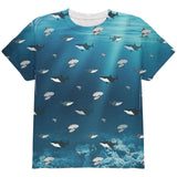 Shark Pattern Ocean All Over Youth T Shirt