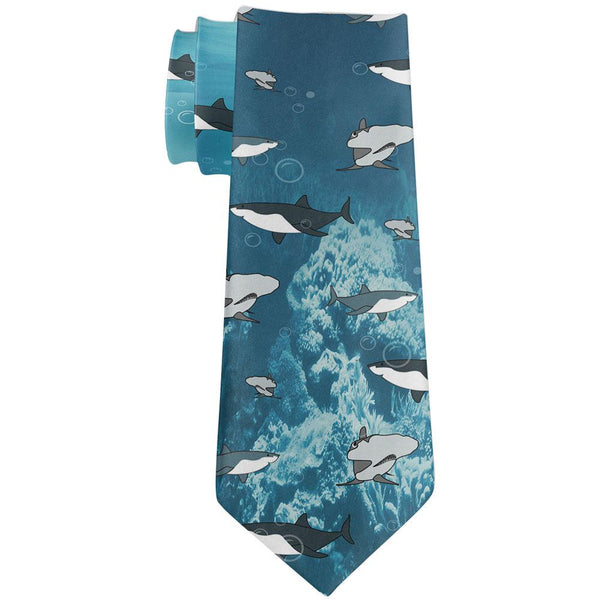 Shark Pattern Ocean All Over Neck Tie – AnimalWorld.com