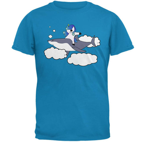 Dabbing Unicorn Riding Shark In The Sky Mens T Shirt