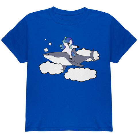 Dabbing Unicorn Riding Shark In The Sky Youth T Shirt