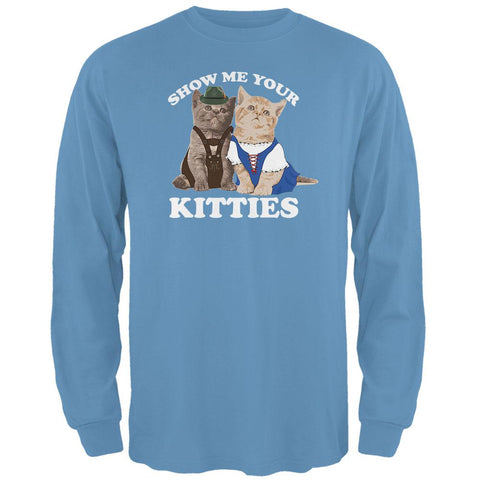 Oktoberfest Show Me Your Kitties Lederhosen Dirndl Beer Maiden Cat Mens Long Sleeve T Shirt