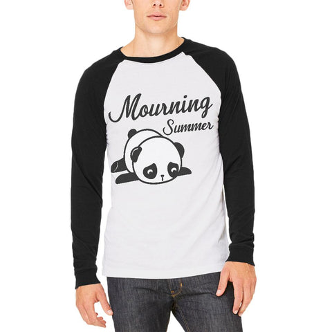 Back To School Mourning Summer Panda Mens Long Sleeve Raglan T Shirt