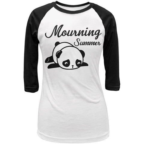 Back To School Mourning Summer Panda Juniors 3/4 Sleeve Raglan T Shirt