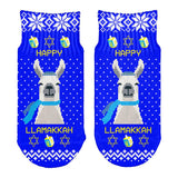 Llama Llamakkah Ugly Hanukkah Sweater All Over Toddler Ankle Socks