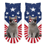 4th Of July Meowica America Patriot Cat All Over Toddler Ankle Socks