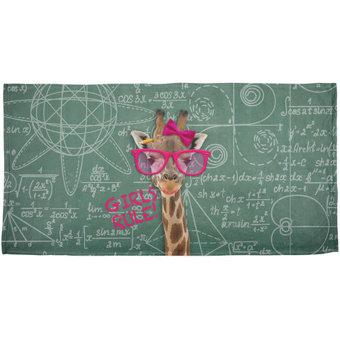 Giraffe Math Geek Girl Formulas All Over Beach Towel