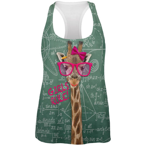 Giraffe Math Geek Girl Formulas All Over Womens Work Out Tank Top