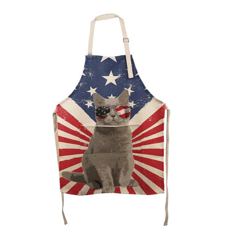4th Of July Meowica America Patriot Cat All Over Apron
