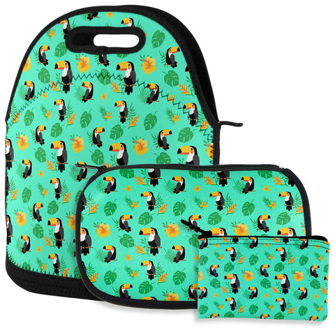 Tropical Toucan Rainforest Repeat Pattern Lunch Snack Set
