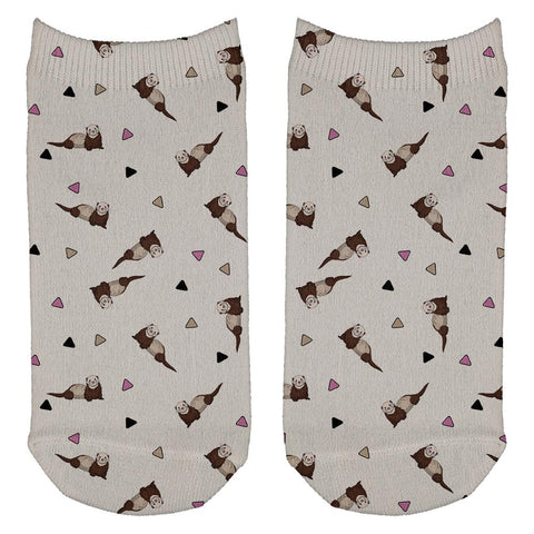 Retro Ferret Pattern All Over Adult Ankle Socks