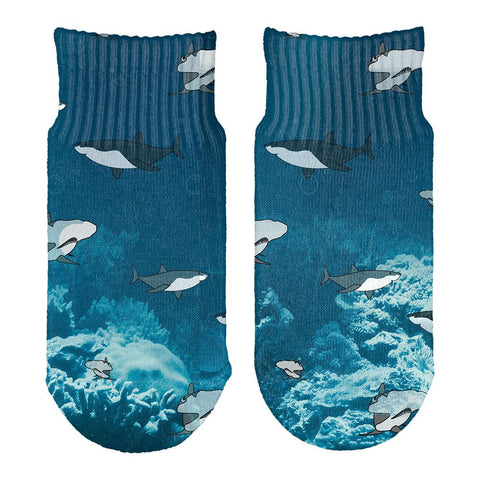 Shark Pattern Ocean All Over Toddler Ankle Socks