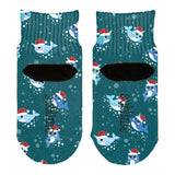 Christmas Narwhals in Santa Hats All Over Toddler Ankle Socks