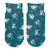 Christmas Narwhals in Santa Hats All Over Toddler Ankle Socks