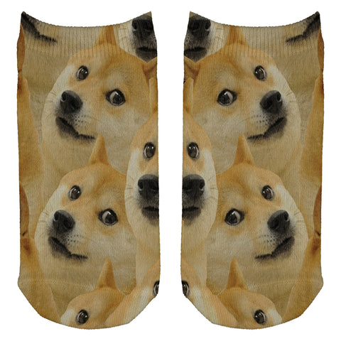 Doge Meme All Over Adult Ankle Socks front view