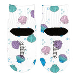 Mermaid Shells Bubbles Pattern All Over Toddler Ankle Socks