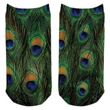Peacock Feathers All Over Adult Ankle Socks
