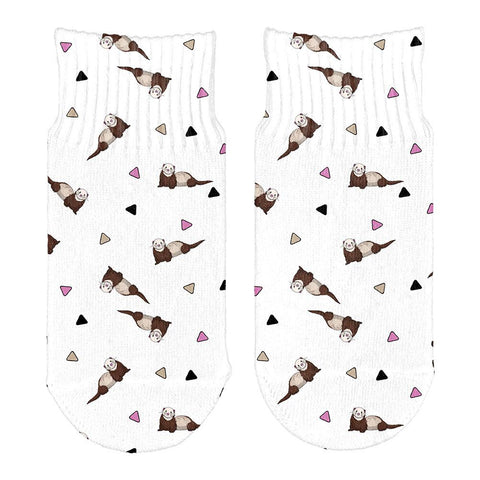 Retro Ferret Pattern All Over Toddler Ankle Socks