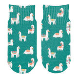 Llama Cute Teal Repeat Pattern All Over Toddler Ankle Socks