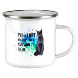 My Heart Belongs Russian Blue Cat Camp Cup  front view