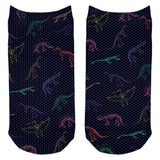 Dino Dinosaur Color Pattern Cute All Over Adult Ankle Socks
