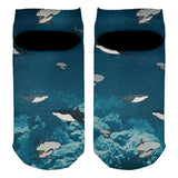Shark Pattern Ocean All Over Adult Ankle Socks